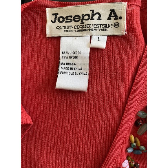 Joseph A. Orange Tank Top W/ Stone Embellished Neckline Sz Large - Picture 3 of 3